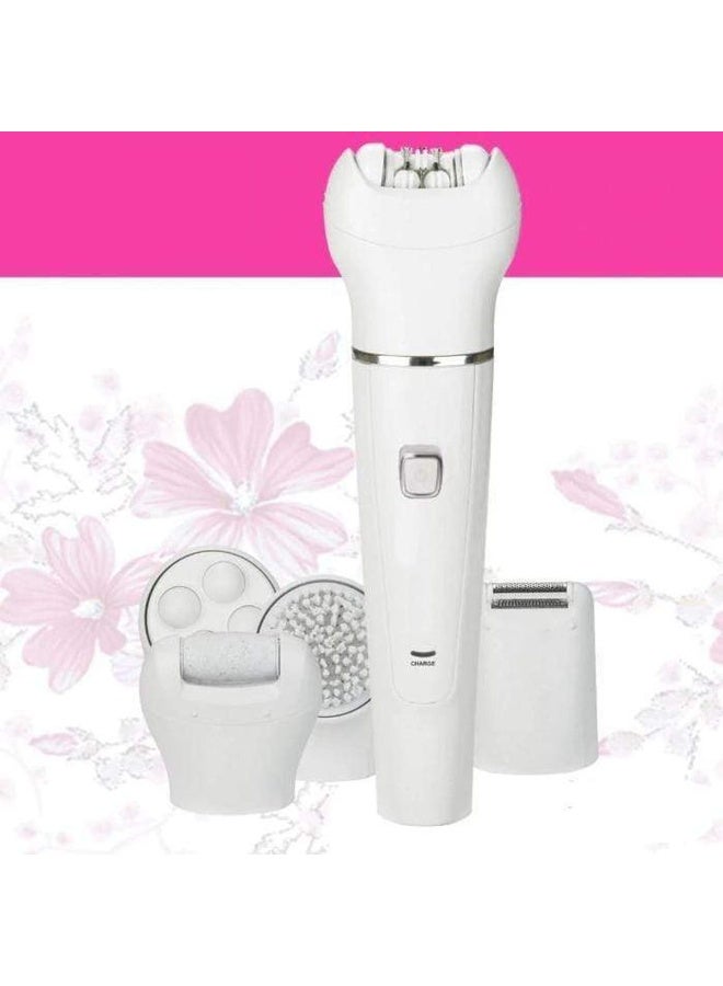 آلة إزالة الشعر الكهربائية 5 في 1 للنساء مع ملحقات متعددة – ماكينة إزالة شعر قابلة لإعادة الشحن ولاسلكية للوجه والجسم، إزالة شعر ناعمة وبدون ألم - Image 1